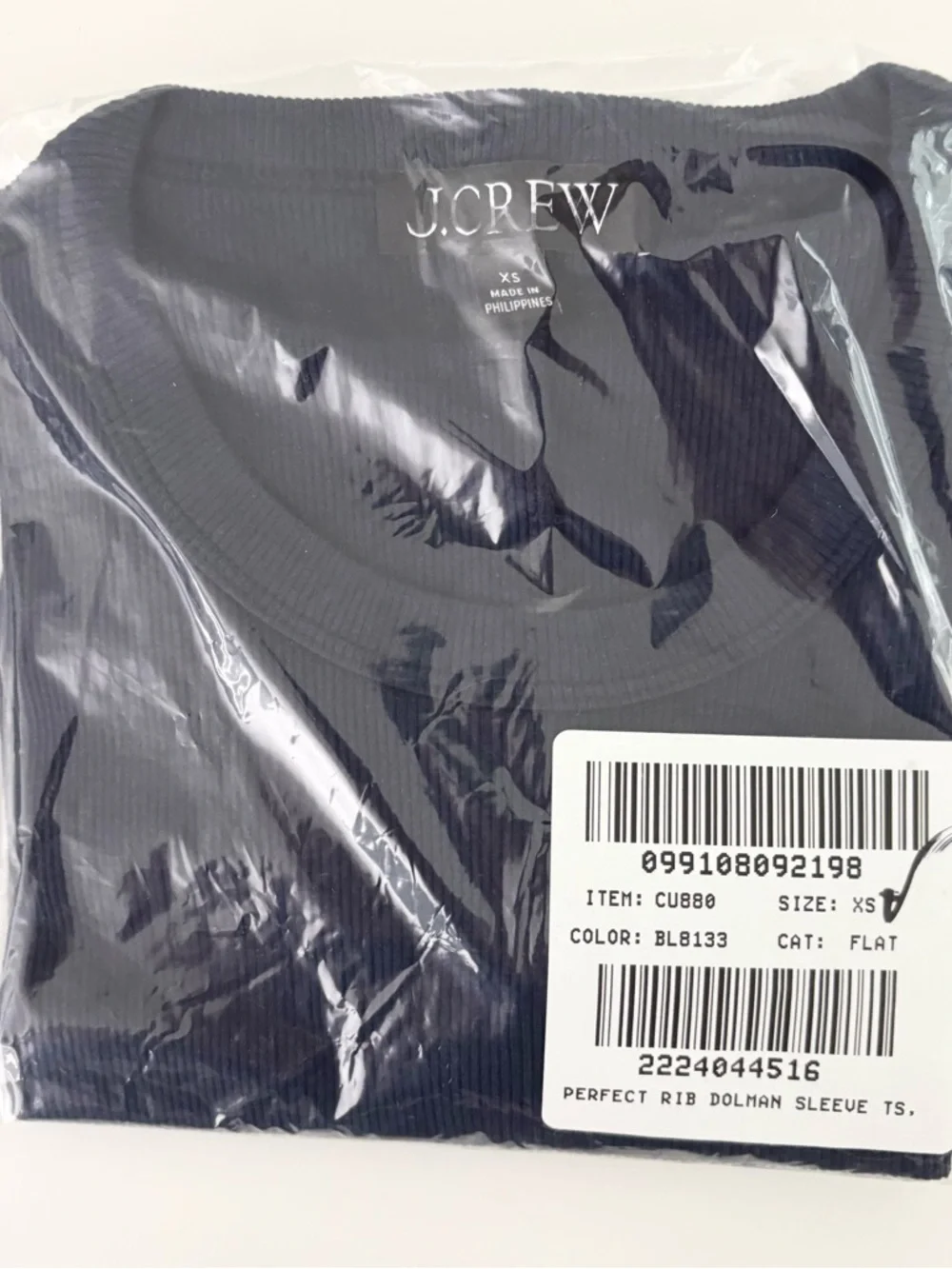 J. Crew Perfect Rib Dolman-sleeve T-shirt Navy Blue